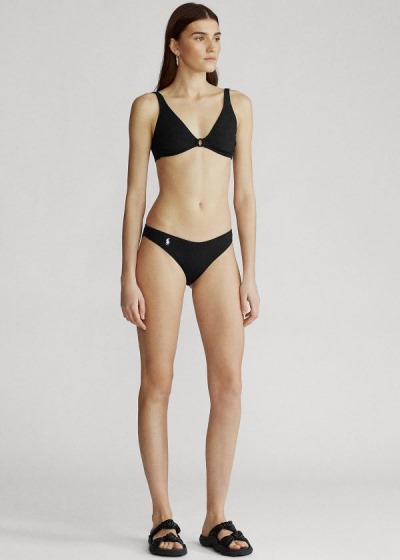 Fondo de Bikini Polo Ralph Lauren Mujer Negros - Ribbed - YIUHE7913